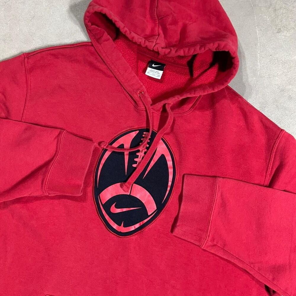 Nike Mens XXL Red Center Swoosh Logo Football Hoodie Sweatshirt